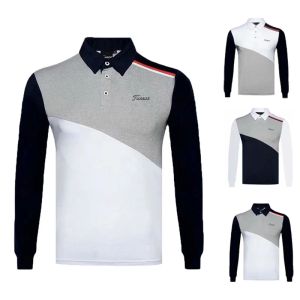 Shirts golfkleding heren herfst longseleved revers revers stretch outdoor sport mode casual polo shirt t -shirt slipresistant top