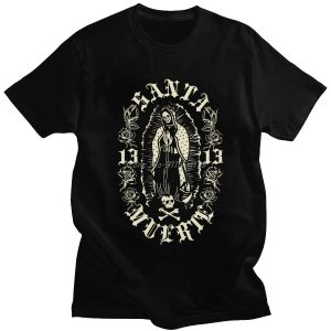 Camisas góticas santa muerte 13 camisetas hombres algodón dama de la santa muerte camarule mexicano camioneta de manga corta streetwear tshirt