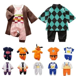 Shirts baby romper babyjongen meisje anime kleding demon halloween slayer Halloween cosplay kostuum kinderen katoen jumpsuit toddle overalls