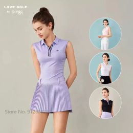 Chemises Love Golf femelle Fit à sec Vneck Tops Summer SIMM SHIRGHTABLE GOLF GEST FEMMES THIRTS sans manches