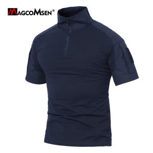 Shirts magcomsen heren leger t shirt korte mouw tactisch t -shirt 1/4 zip militaire kleding tee shirt voor buitenwerk wandelen camping