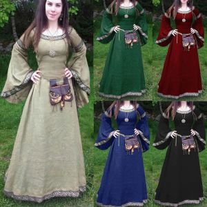 Costumes de Cosplay gothiques médiévaux pour femmes, chemises de spectacle de fête de carnaval d'halloween à manches longues, robes de Renaissance du moyen âge