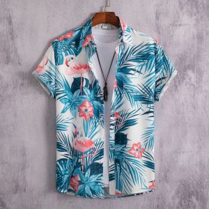 Shirts kunstprint shirt met korte mouwen, Hawaiian Beach Retro Street Shirt, Haruku Style, Y2K,