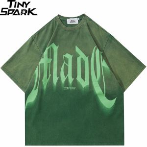 Chemises Men Streetwear Hip Hop T-shirt surdimensionné HARUKU Gradient Couleur Tie Dye Lettre graphique T-shirt 2023 Tshirt en vrac