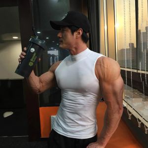 Shirts mannen tanktops verkocht kleur coltruien bodybuilding mouwloos shirt shirt hoge elasticiteit fitess workout