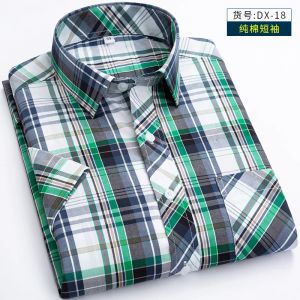 Chemises pour hommes robes chemises à manches courtes plaid d'été grand homme coton de haute qualité 100% pour hommes 7xl plus taille s6xl 7xl 8xl
