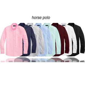 Chemises Polo pour hommes petit cheval broderie polos à manches longues couleur unie Slim Fit décontracté affaires hommes chemises vêtements de haute qualité