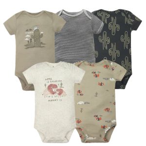 Shirts nieuwe cartoon babyjongens meisjes bodysuit 35 pcs korte mouw 100% katoenen babykleding 024 maanden pasgeboren body bebe jumpsuit kleding