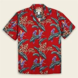 Chemises nouvelles chemises masculines Hawaii Style Tropical Parrot Imprimé Short Shirts Aloha Style Cuban Summer Plus taille décontractée