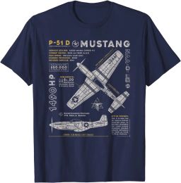 Chemises P51 Mustang |North American Aviation Vintage Fighter Plane Men Tshirt Short Casual 100% Coton Shirts
