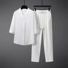 Shirts broek 2024 zomer mannen mode sportkleding heren casual sets t -shirts mannelijke mode shirts en broek full -size m4xl 240430