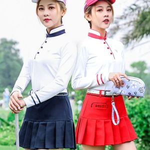 Chemises Pgm Golf courte ALine jupe costumes femmes chemises à manches longues coupe ajustée haute élastique vêtements ensembles Golf tennis de sport