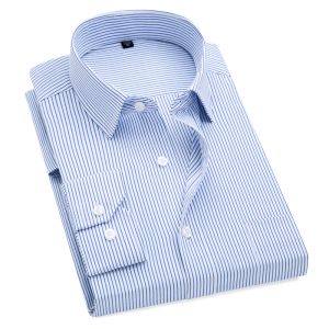 Shirts plus size s tot 8xl formele shirts voor mannen gestreepte lange mouwen niet -ijzer slanke montaat shirts solide twillige sociale man's kleding