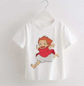 Camisetas Ponyo, ropa para bebés, divertida camiseta con estampado de dibujos animados, camisetas de verano con cuello redondo para niñas, camiseta a la moda