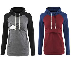 Shirts Zwangerschap Vrouwen Borstvoeding Zwangerschapskleding Tops Verpleging Capuchon Borstvoeding Kleding voor Zwangere Sweatshirt Grote maten shirts