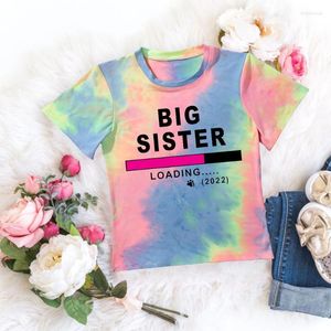 Chemises promues à grande sœur 2022, t-shirt d'été pour enfants, teinture par nouage, mode enfants filles, manches courtes, hauts multicolores, cadeaux de l'année