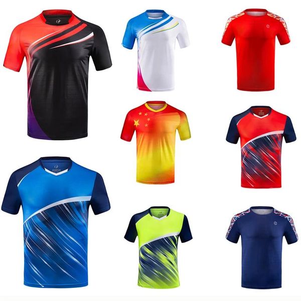 Chemises Quickdry badminton sport t-shirts chemises de tennis de table hommes femmes vêtements de tennis chemise de course à manches courtes maillots de volley-ball