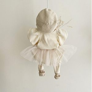 Chemises Volants Tutu Avec Arc Bébé Ensemble Enfant Fille Automne Vêtements Né Blanc Barboteuses Robe Princesse Dentelle Manches