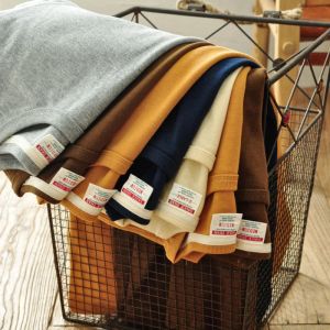 Chemises Saucezhan tops tas tshirt masculin à manches courtes 5 couleurs coton pur antidéformation tissu tissu 340g