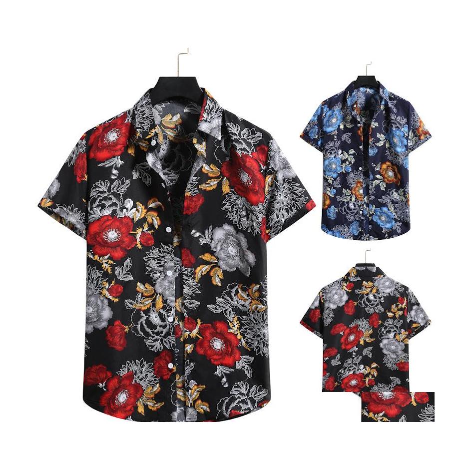Shirts Spring And Summer Beach Flowers Shirt Hawaiian Mens Large Size Special Ocn Club Party Wear Drop Delivery Wedding Events Clothi Dhaag