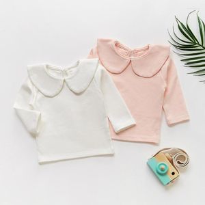 Shirts Spring herfst meisjes t-shirts witte lange mouw katoenen t-shirt baby peuter meisje blouse kinderen tops tee kinderkleding