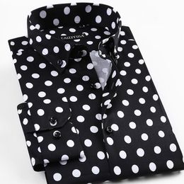 Hemden Frühling Herren Designer Polka Dot Druck Kleidung für Jugend Langarmhemd Mode Männliche Hemden Lässiges neues Baumwollhemd