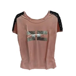 Camisas de verano para mujer, Camisa de algodón de manga corta, Top corto blanco/naranja/negro con letras de Modal con costura de encaje, camisetas sexis para mujer