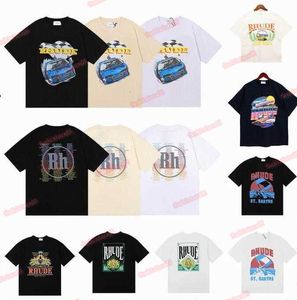 shirts Zomer Heren T-Shirts Dames Rhude For Men Brief polo's Borduren tshirts Kleding Korte mouwen tshirt Grote Tees Beige Wit Zwart