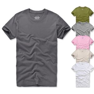 Shirts t -shirt voor mannen 100% katoen casual t -shirts vaste kleur korte mouw zachte tops antishrink en antifade