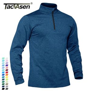 Chemises tacvasen printemps / automne sport thermal pull de sport thermique pour hommes 1/4 tops tops respirant gymnase running t-shirt pullor masculin activewear