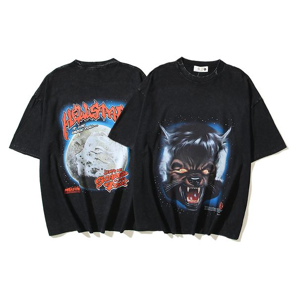 Chemises T-shirts Tee Designers Vintage Wolf Print T-shirts Tops Hip Hop Casual High Street Tee