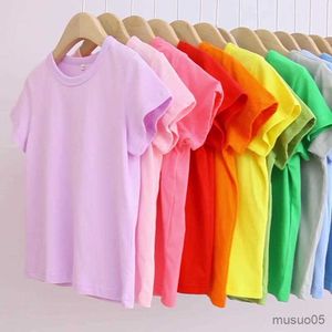 Shirts Vidmidsummer Children's Short Sleeve T-Shirt Pure Cotton Baby Disses Boys and Girls 'Blank T-Shirt Bottom Shirt