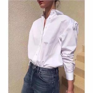 Chemises Femmes S Blouses Shirts Toteme Broidered Cotton Towrt Fall Classic Designer Classic Simple Loose Long Sleeve White Womens Tops 2306