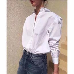 Chemises Femmes S Blouses Toteme Broidered Cotton Lapel Shirt Fall Classic Designer Simple Loose Lot Long Sleeve White Womens Tops 2306