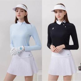 Chemises Women's Golf Wear 2023 Automne Tops à manches longues Breffe-Chemises élastiques Golf Jupe courte Culottes Vêtements Sport pour femmes