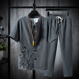Shirtspants Summer Coorean Style Elastic Sportswear Mens Mens Casual Sets Male Fashion Pants et Shirt Men Taille M5XL TZ06 240422