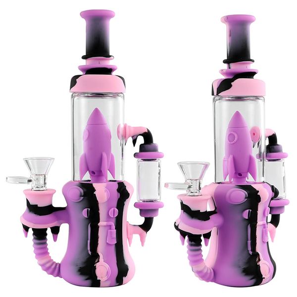 Hookahs Shisha Hookah Display Silicone Water Smoking Pipe Manguera conjunta con recipiente de vidrio Dab Rig Tabaco