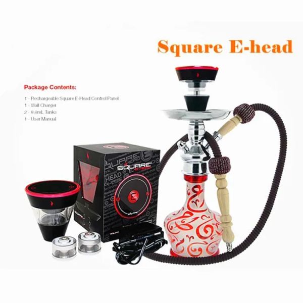 SHISHA Square E Head Ehead 2400mAh cartouche rechargeable jetable narguilé rechargeable e-head vaporisateur ECig Kit