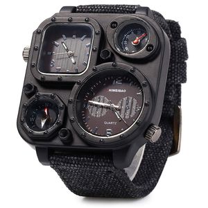 Shiweibao J1169 Watches Men Big Dial Dual Movement Sport Quartz Watch Men Militaire kompas canvas polshorloges relogio masculino 283y
