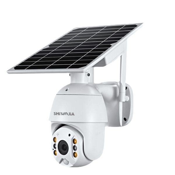 SHIWOJIA caméra 4G carte SIM 5MP HD panneau solaire surveillance extérieure caméra de vidéosurveillance maison intelligente alarme d'intrusion bidirectionnelle longue veille