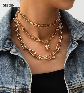 SHIXIN 3 pièces ensemble chaîne séparable collier avec pendentif boule collier pour femmes Punk couches court collier ras du cou Colar5564488