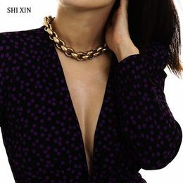 Shixin Punk Gold Chain Chunky Collier 2020 Déclaration Collier de cou mode pour femmes Hiphop Short Femme Collar Gift 2706