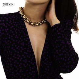 Shixin Punk Gouden Ketting Chunky Ketting 2020 Verklaring Mode Choker Ketting Voor Vrouwen Hiphop Korte Vrouwelijke Kraag Gift201p