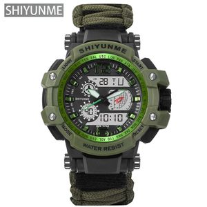 Shiyunme Mannen Sporthorloge Militaire LED Dual Display Waterdicht Outdoor Survival Compass Heren Horloges Relogio Masculino G1022