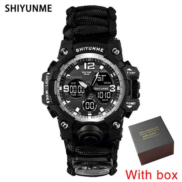 Hommes militaires de ShiyunMe regarde Compass 50m Watch Watch Quartz Dual Dual Sport Montres Homme Montre-bracelet Digital G1022
