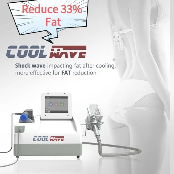 2 en 1 Cool Wave Cryo Équipement de thérapie par ondes de choc extracorporelles Cool Tech Sculpt Shockwave Élimination de la cellulite Fat Freeze Physiotherapy Instrument