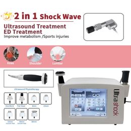 Máquina de terapia de ondas de choque, 2 mangos de fisioterapia en un sistema con 12 transmisores de ondas de choque, 330