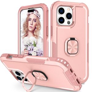 Funda híbrida 3 en 1 a prueba de golpes con anillo magnético resistente para iPhone 15 Pro Max 14 13 12 11 XR XS X 8 7 Plus Funda dura para teléfono