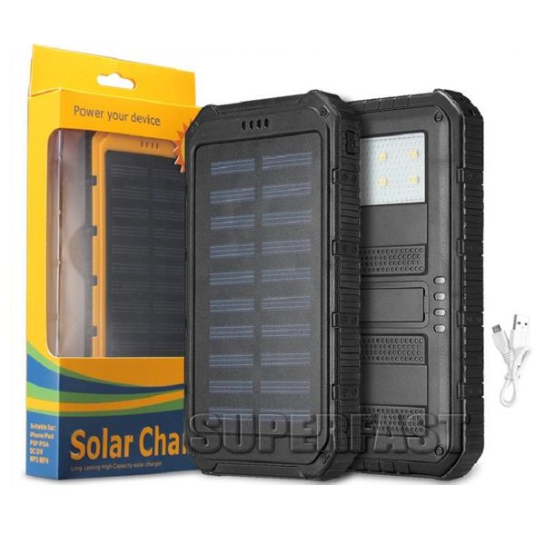 Banco de cargador solar de 4000 mAh a prueba de golpes Paneles solares portátiles de 6000 mAh Cargadores solares funcionales de 8000 mAh para MP3 MP4 con paquete minorista