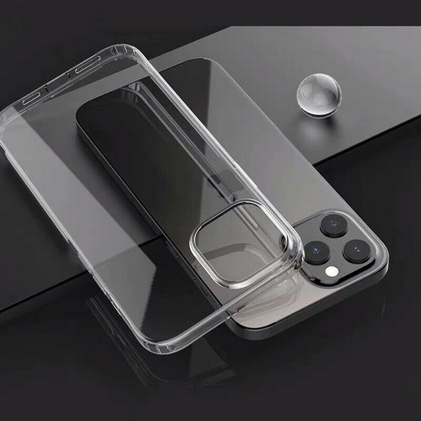 Couverture mobile transparente d'airbag antichoc pour iPhone 13 14 Pro Max Soft TPU Hard PC Custom Luxury Clear Phone Case